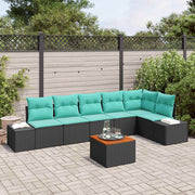 vidaXL Tuin Sofa Set 7 st Zwart en turquoise