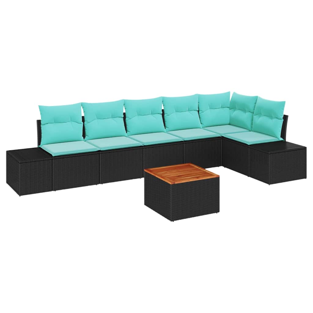 vidaXL Tuin Sofa Set 7 st Zwart en turquoise