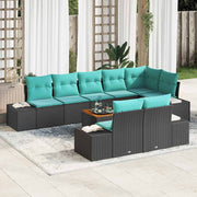vidaXL Tuin Sofa Set 9 st Zwart en turquoise