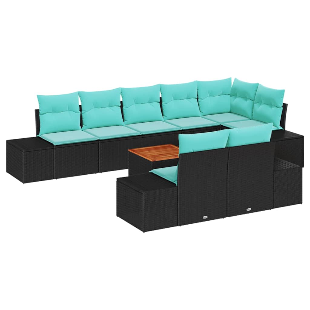 vidaXL Tuin Sofa Set 9 st Zwart en turquoise