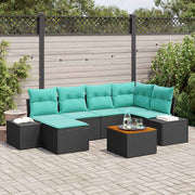 vidaXL Tuin Sofa Set 7 st Zwart en turquoise