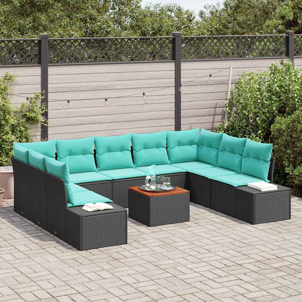 vidaXL Tuin Sofa Set 10 st Zwart en turquoise