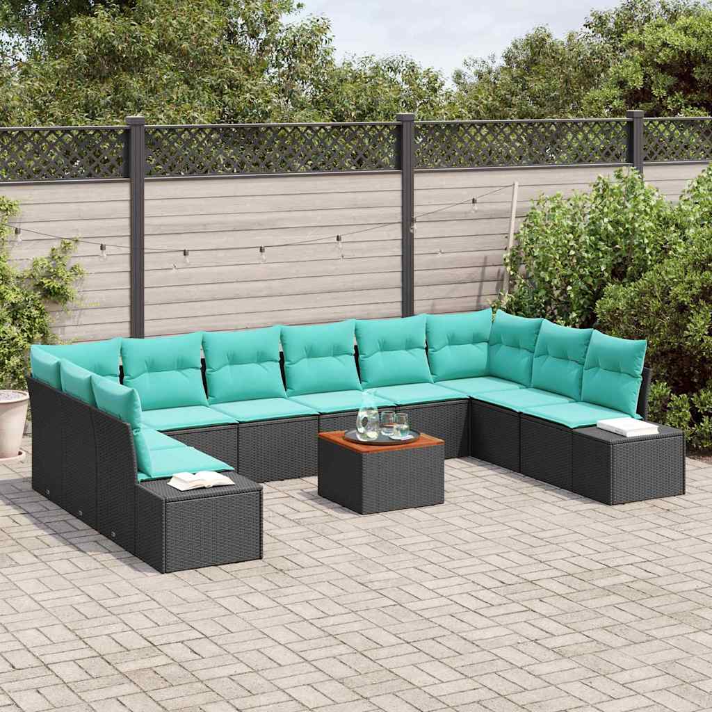 vidaXL Tuin Sofa Set 11 st Zwart en turquoise