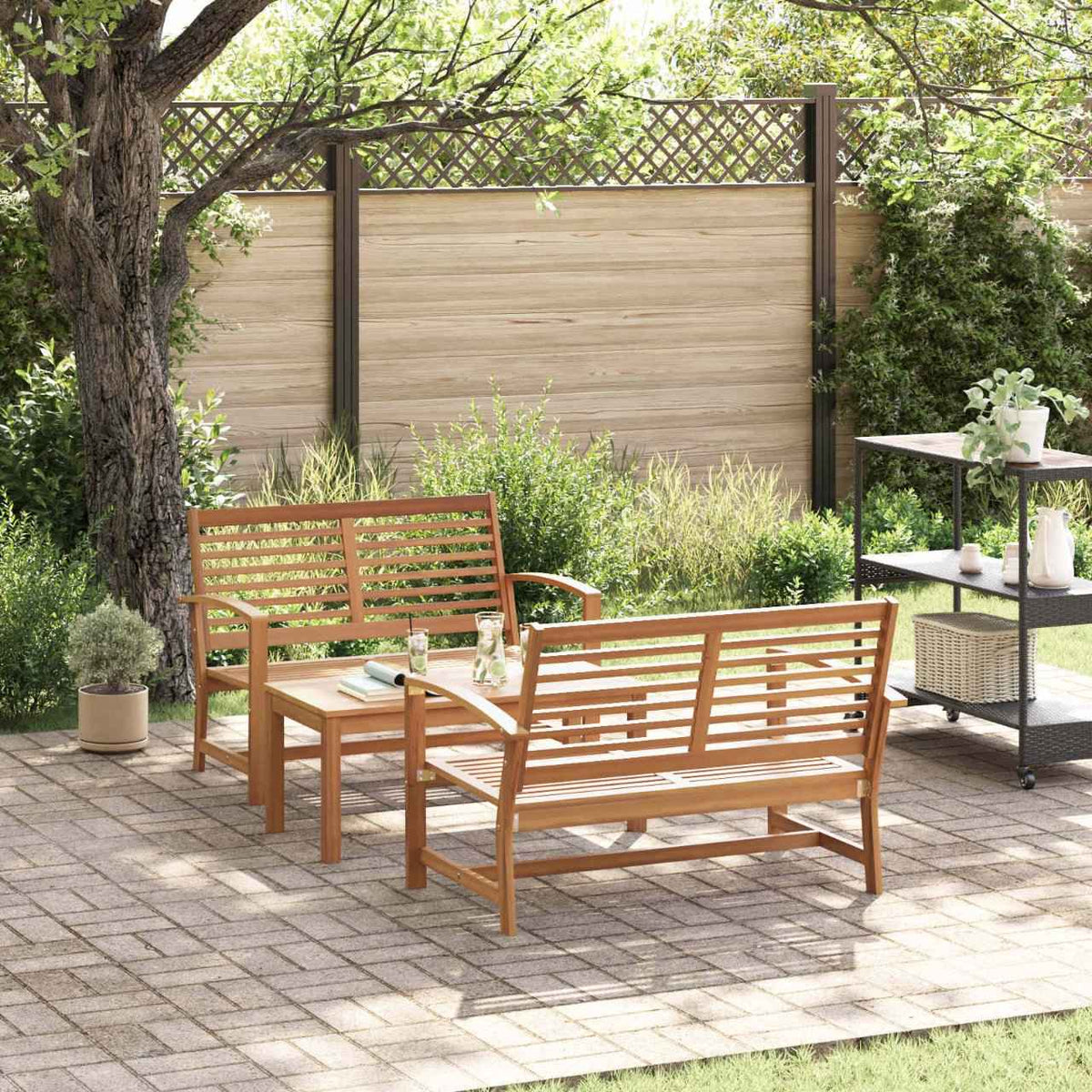 Tuin Sofa Set 4 pcs Naturel Massief teakhout