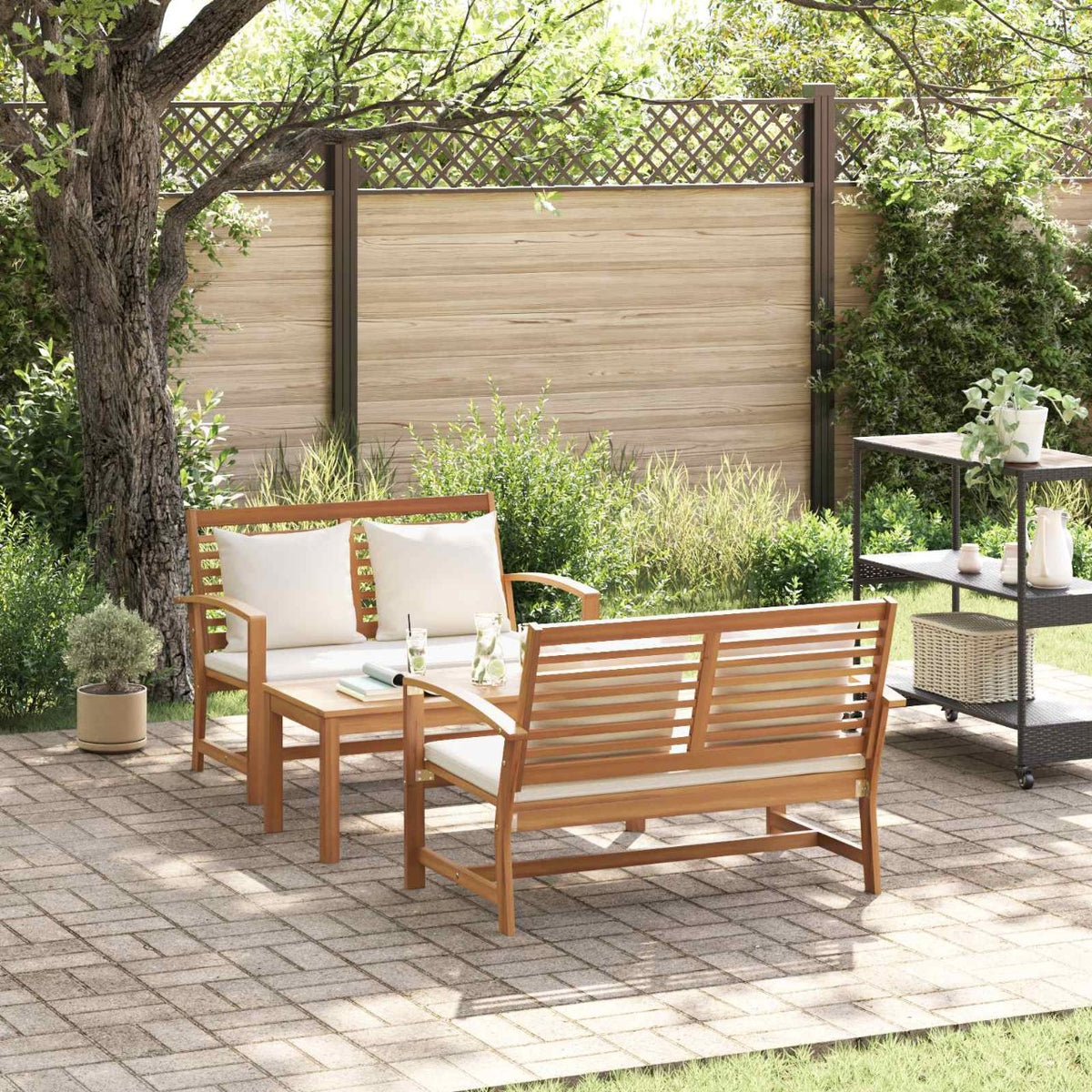 Tuin Sofa Set 4 pcs Naturel Massief teakhout
