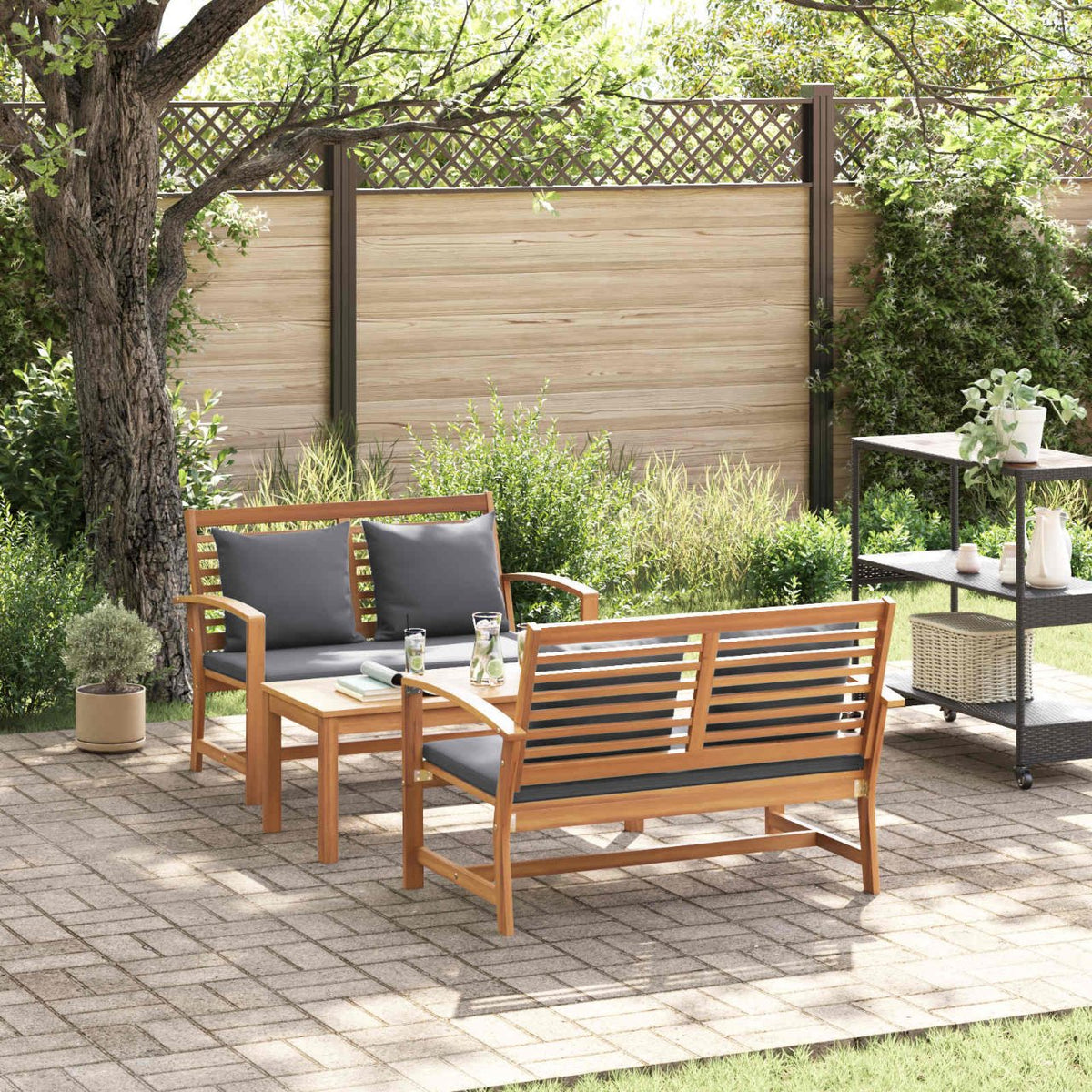 Tuin Sofa Set 4 pcs Naturel Massief teakhout