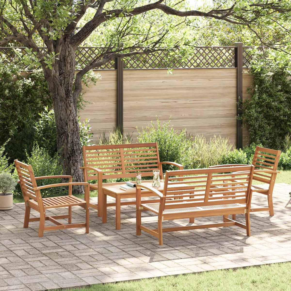 Tuin Sofa Set 4 pcs Naturel Massief teakhout