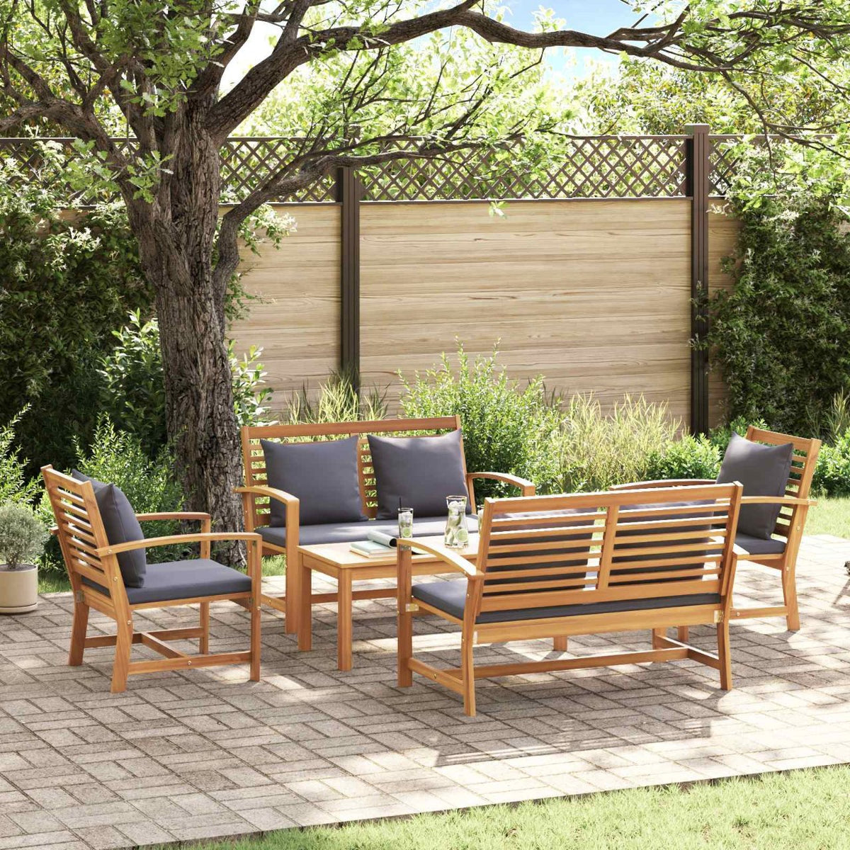 Tuin Sofa Set 4 pcs Naturel Massief teakhout