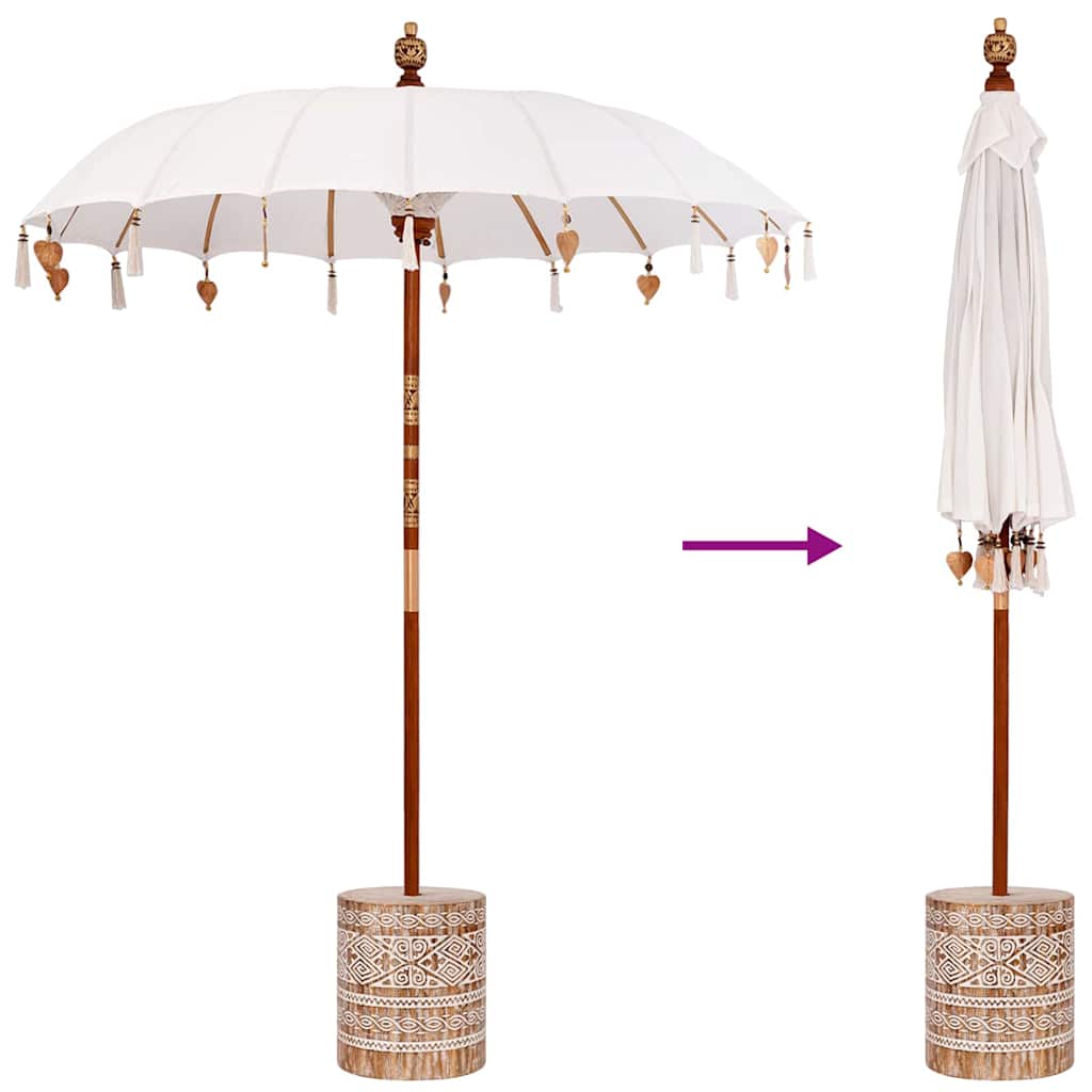 Balinese Parasol Crème 180-190 cm Katoen, massief hout