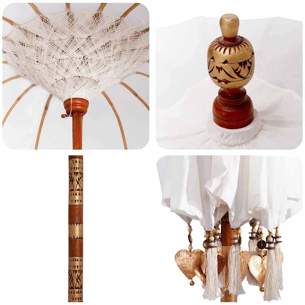 Balinese Parasol Crème 180-190 cm Katoen, massief hout