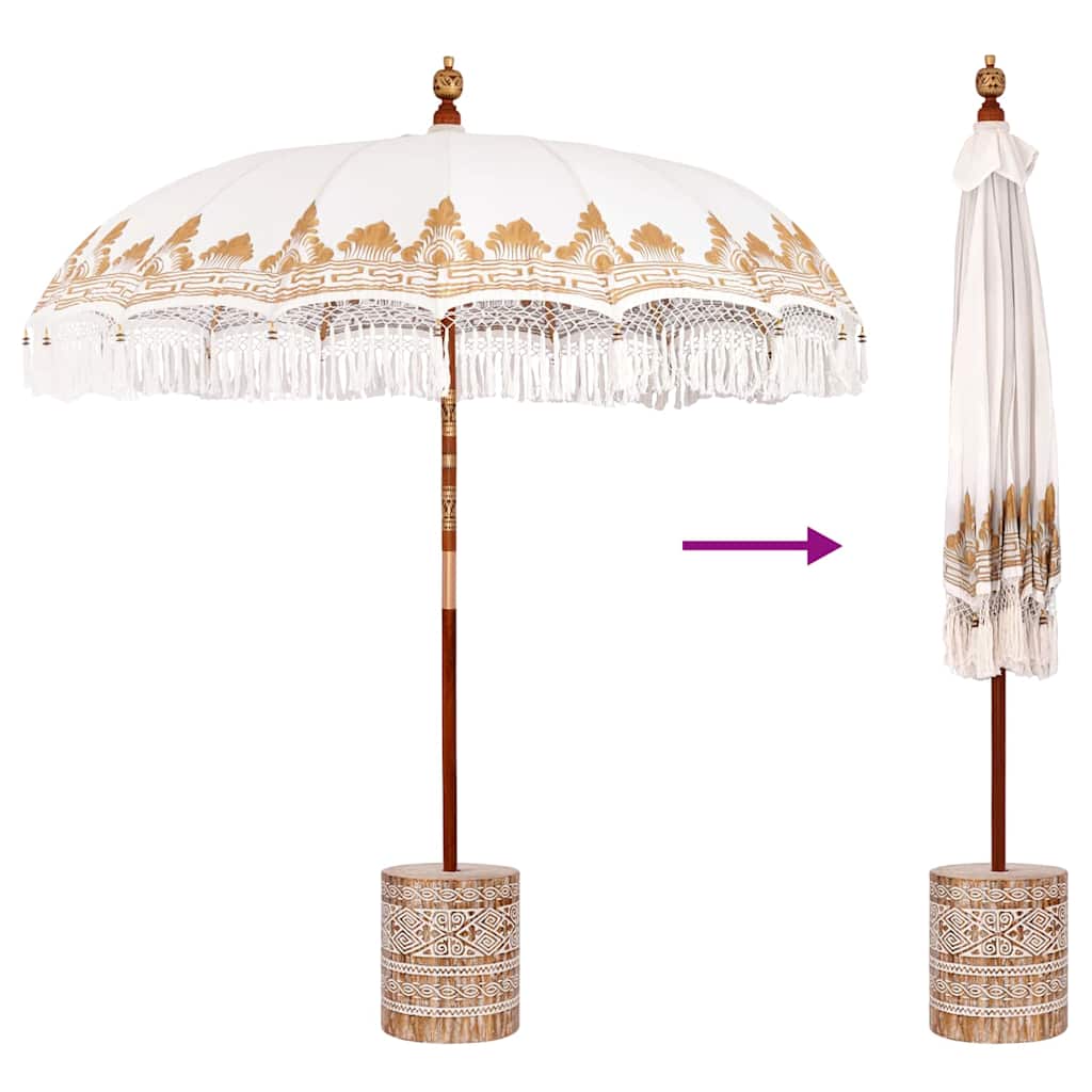 Balinese Parasol Crème 180-190 cm Katoen, massief hout
