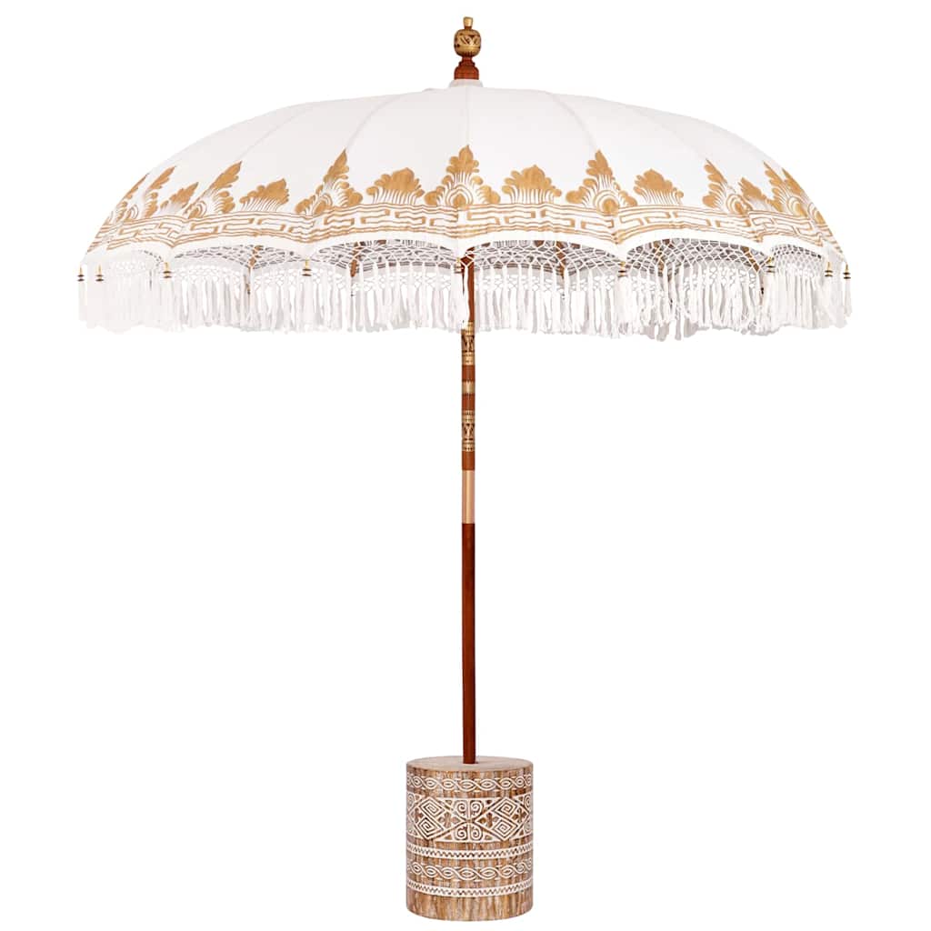Balinese Parasol Crème 180-190 cm Katoen, massief hout