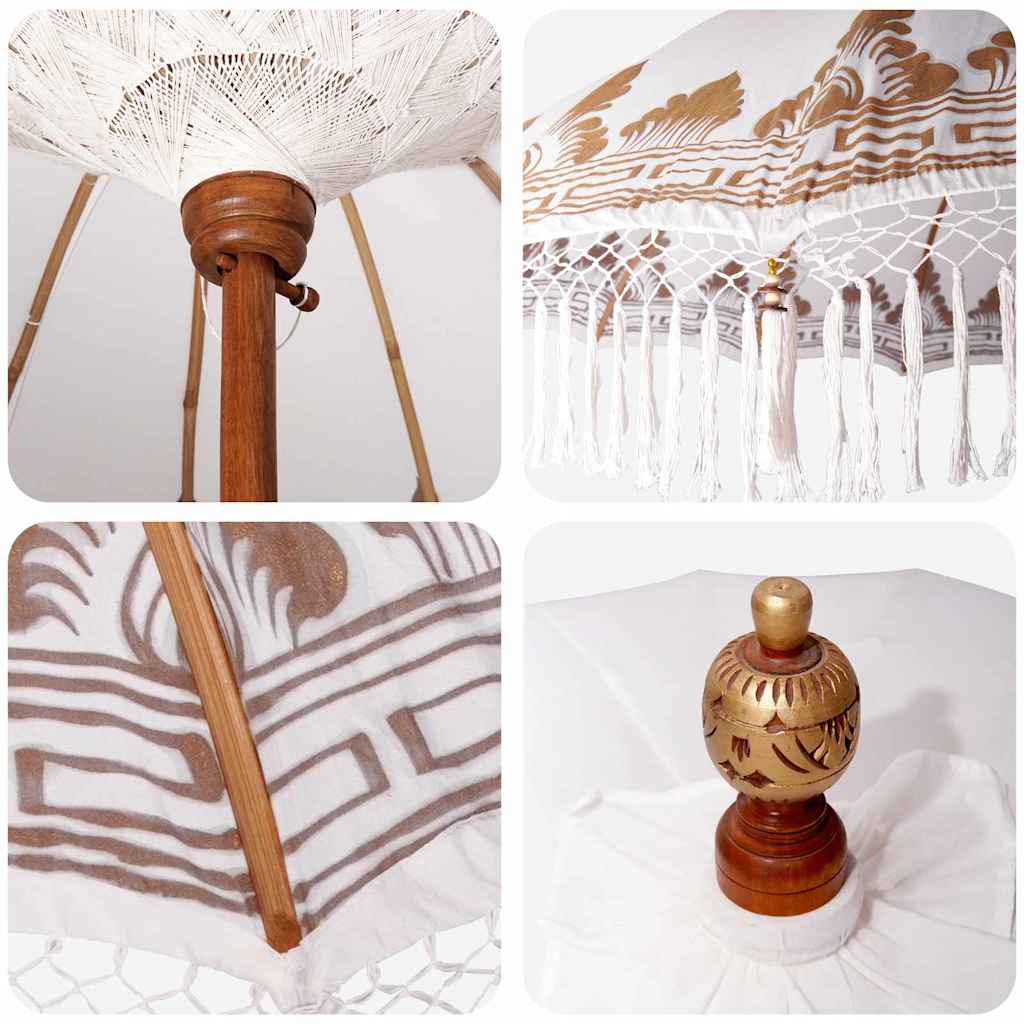 Balinese Parasol Crème 180-190 cm Katoen, massief hout