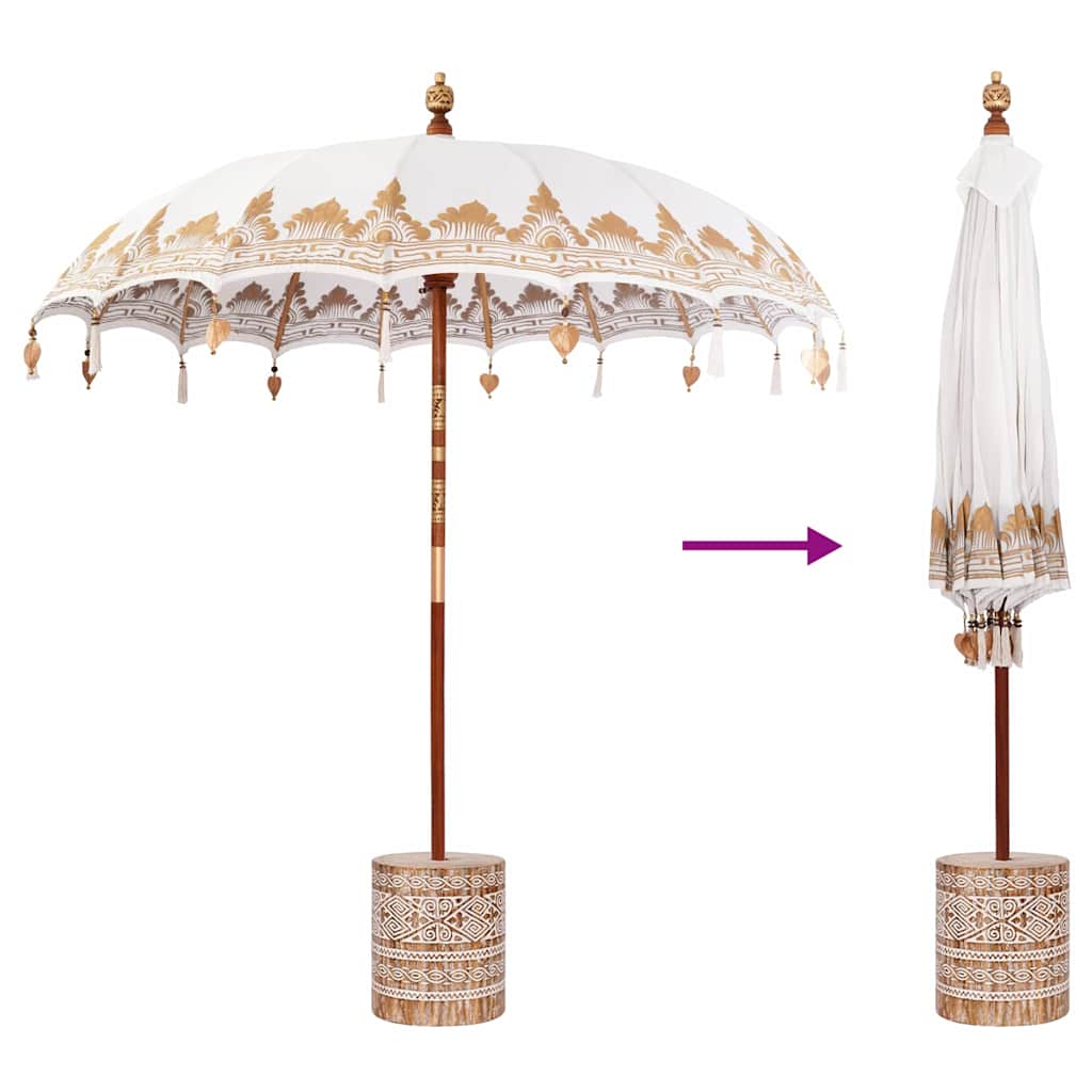 Balinese Parasol Crème 180-190 cm Katoen, massief hout