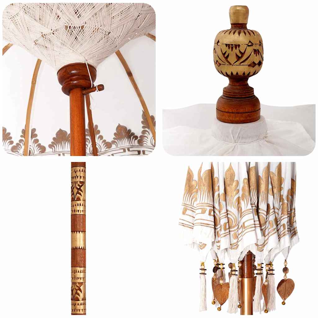Balinese Parasol Crème 180-190 cm Katoen, massief hout