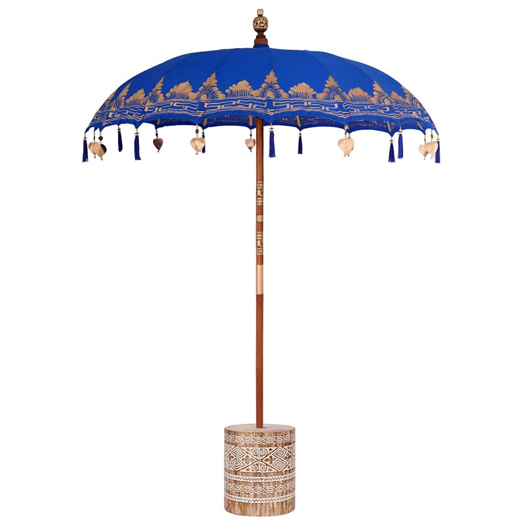 Balinese Parasol Blauw 180-190 cm Katoen, massief hout