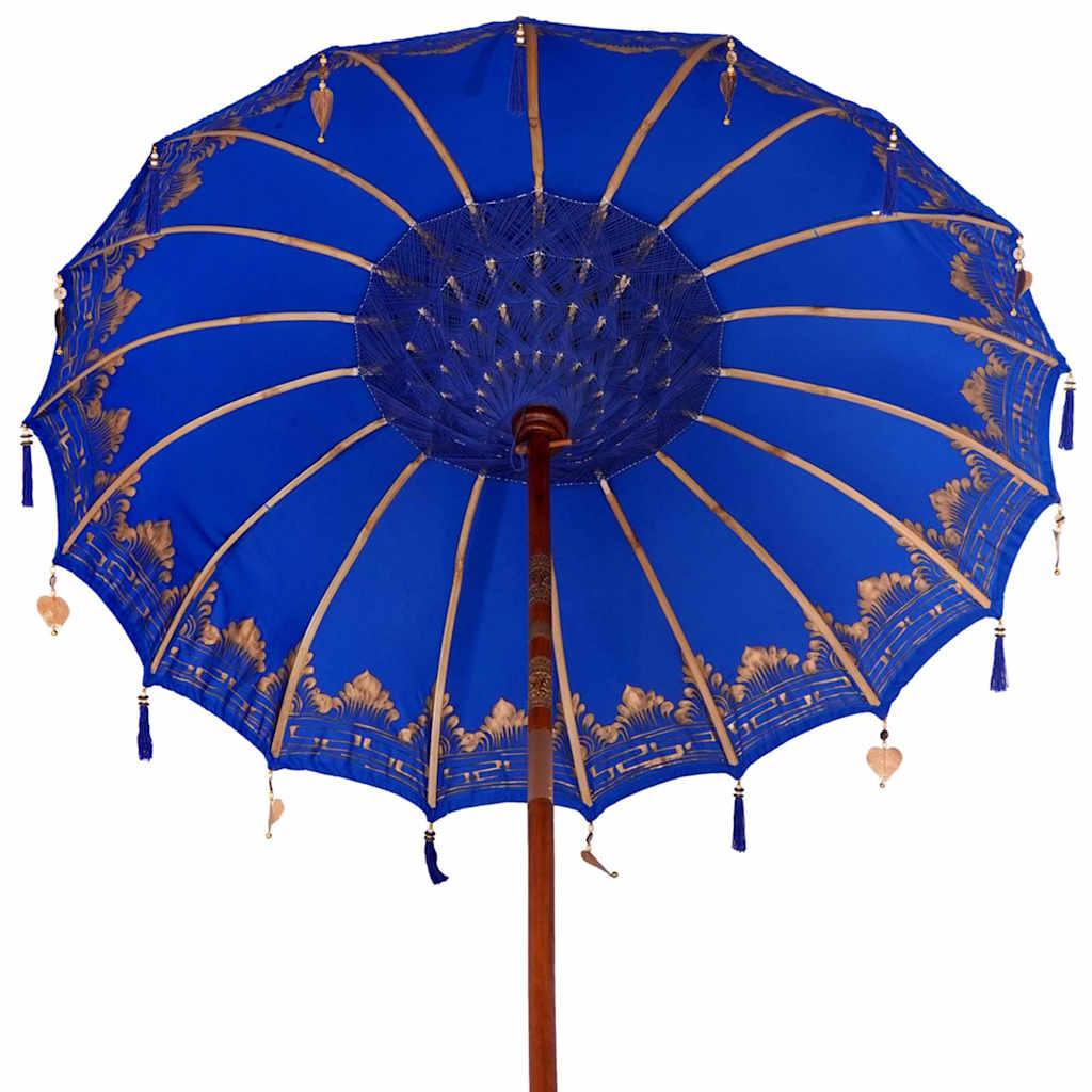Balinese Parasol Blauw 180-190 cm Katoen, massief hout