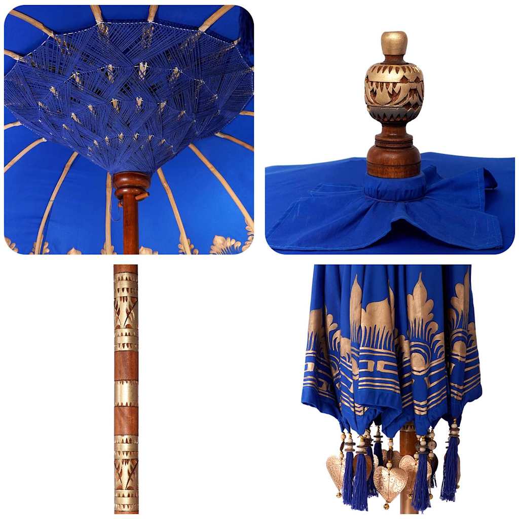 Balinese Parasol Blauw 180-190 cm Katoen, massief hout