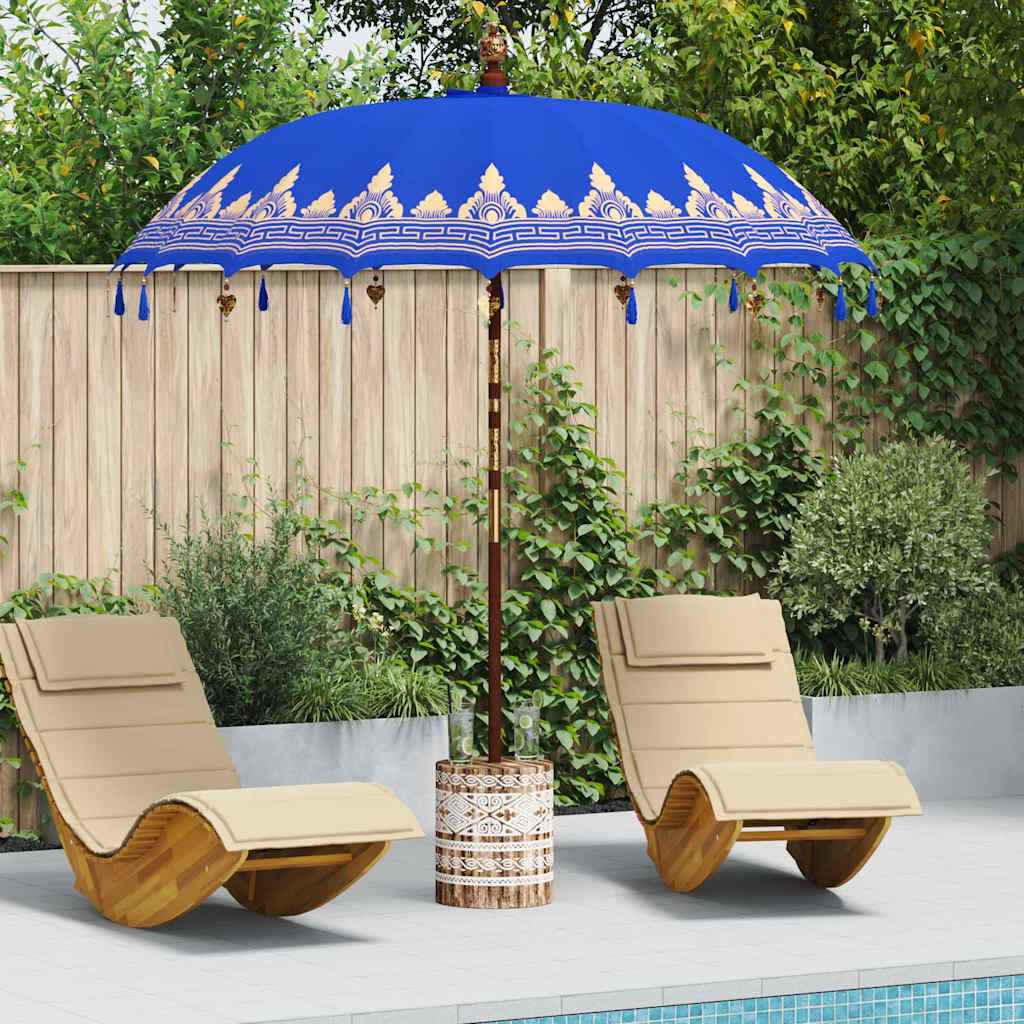 Balinese Parasol Blauw 180-190 cm Katoen, massief hout