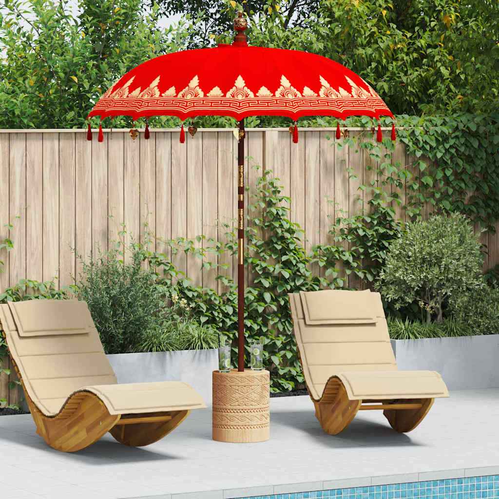 Balinese Parasol Rood 180-190 cm Katoen, massief hout