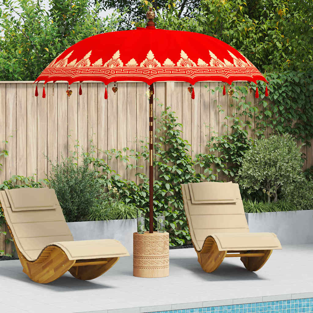 Balinese Parasol Rood 180-190 cm Katoen, massief hout
