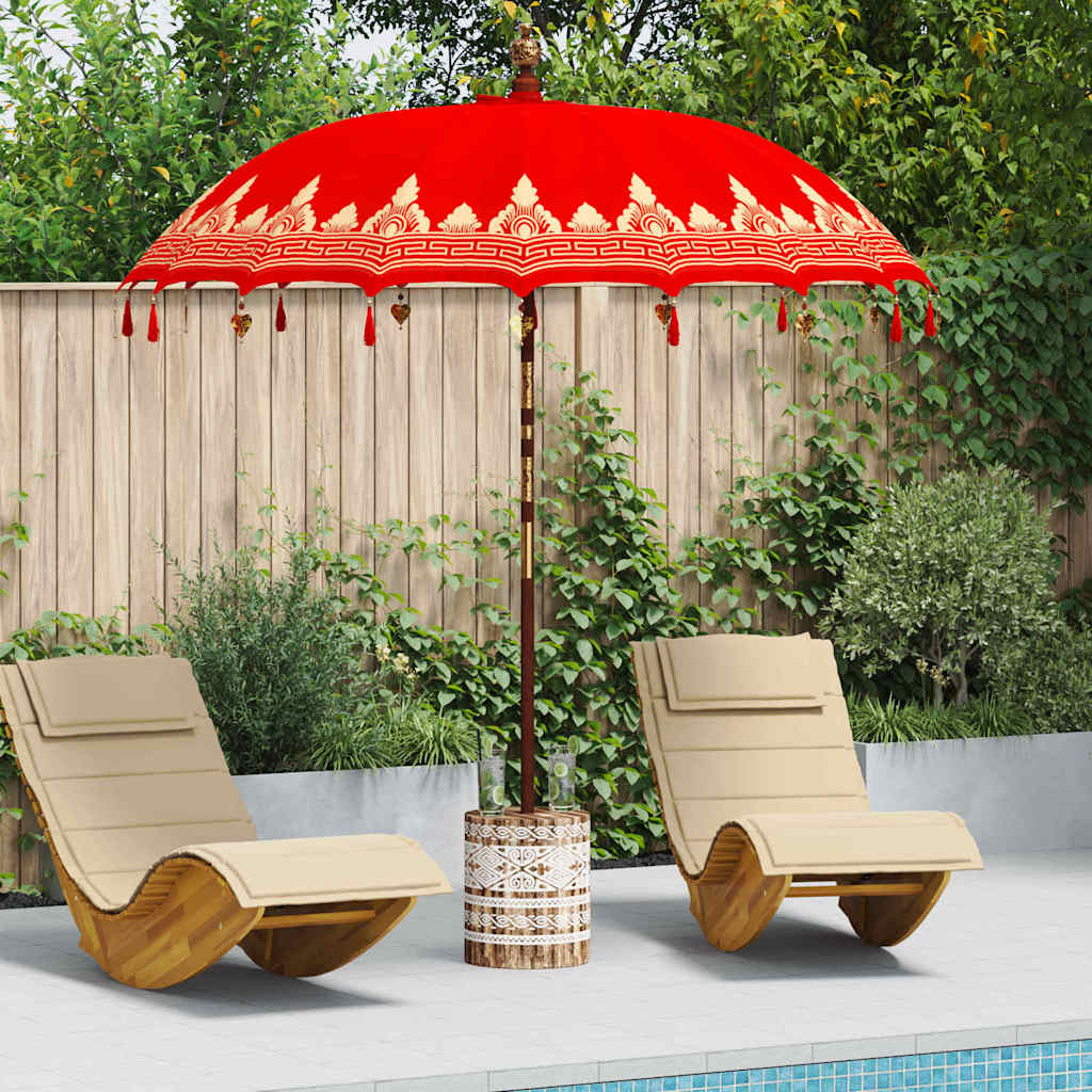 Balinese Parasol Rood 180-190 cm Katoen, massief hout