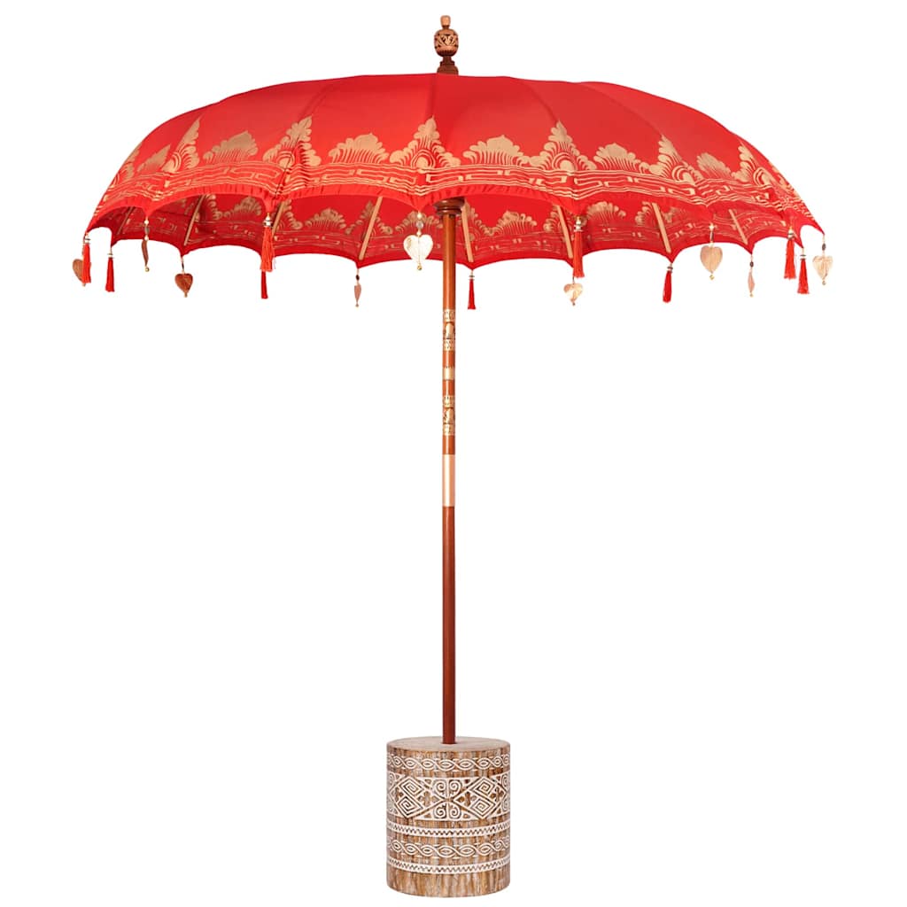 Balinese Parasol Rood 180-190 cm Katoen, massief hout