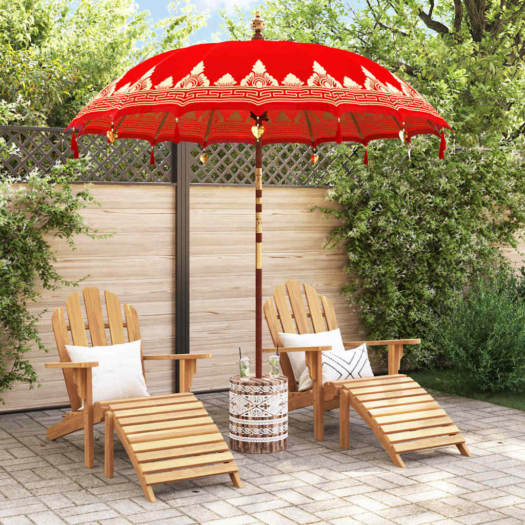 Balinese Parasol Rood 180-190 cm Katoen, massief hout