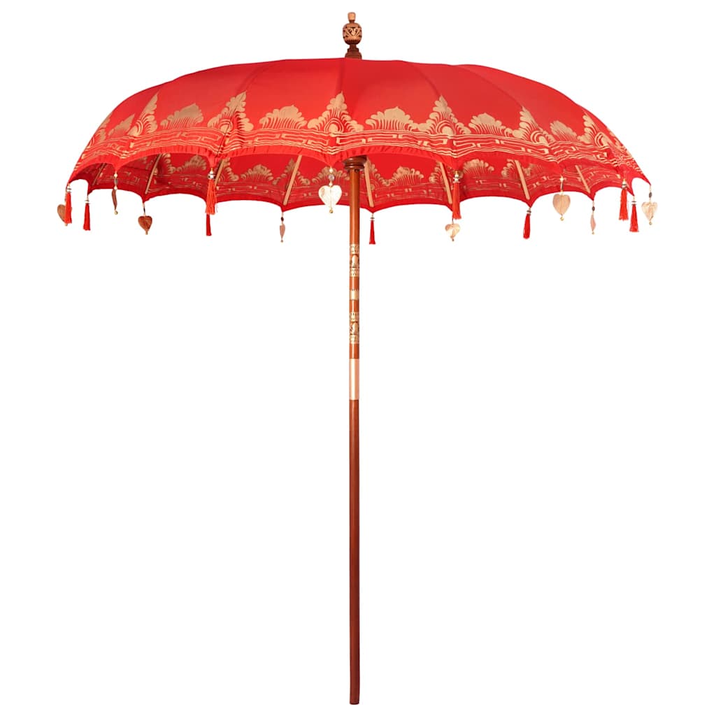 Balinese Parasol Rood 180-190 cm Katoen, massief hout