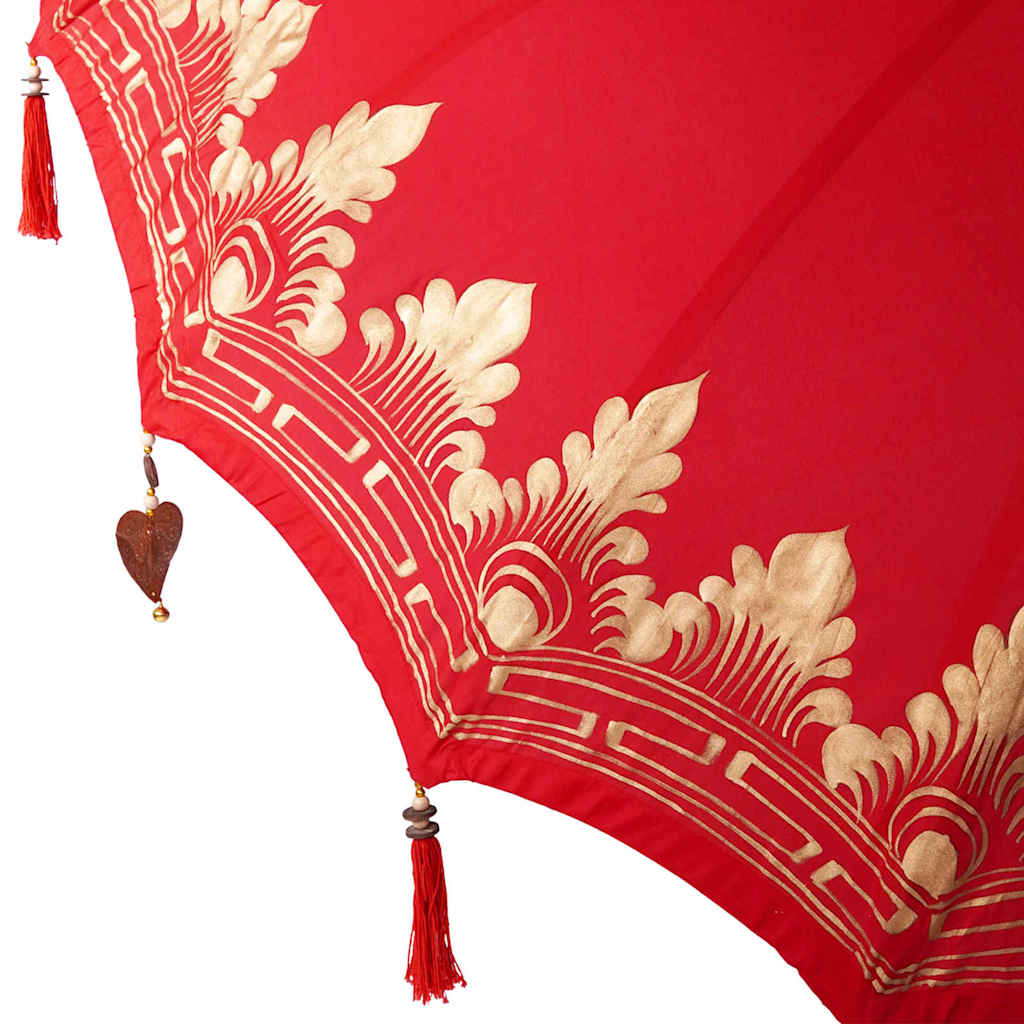 Balinese Parasol Rood 180-190 cm Katoen, massief hout