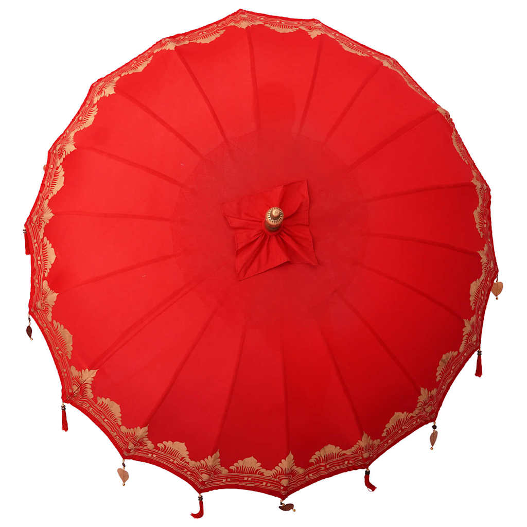 Balinese Parasol Rood 180-190 cm Katoen, massief hout