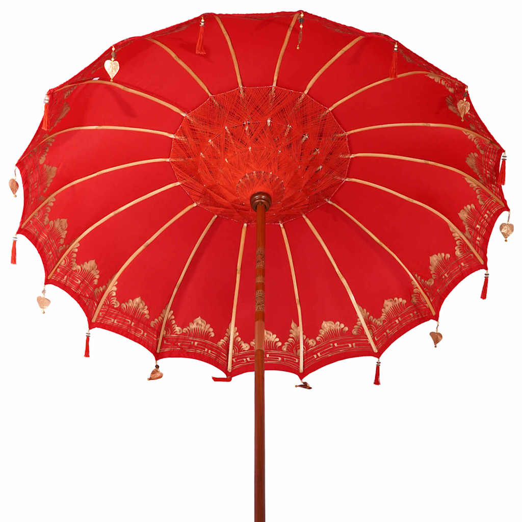 Balinese Parasol Rood 180-190 cm Katoen, massief hout
