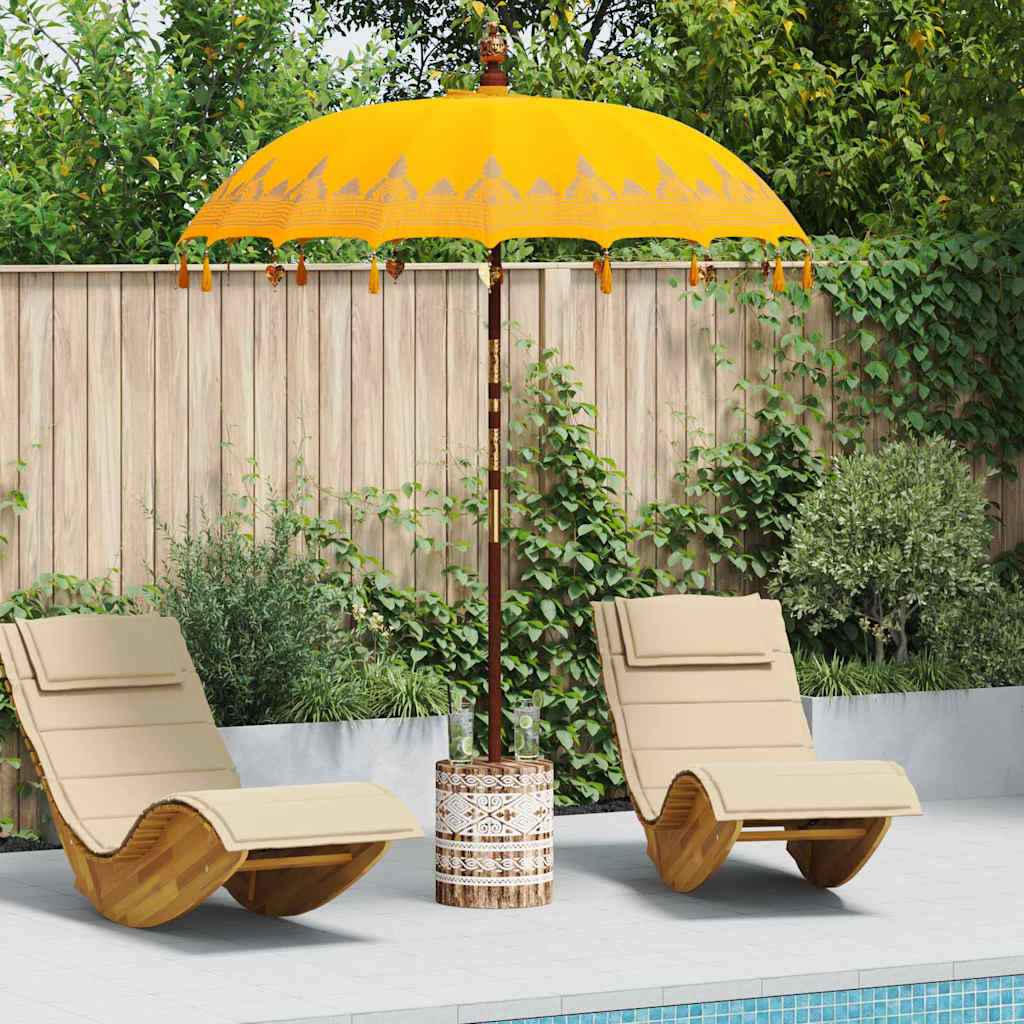 Balinese Parasol Geel 180-190 cm Katoen, massief hout