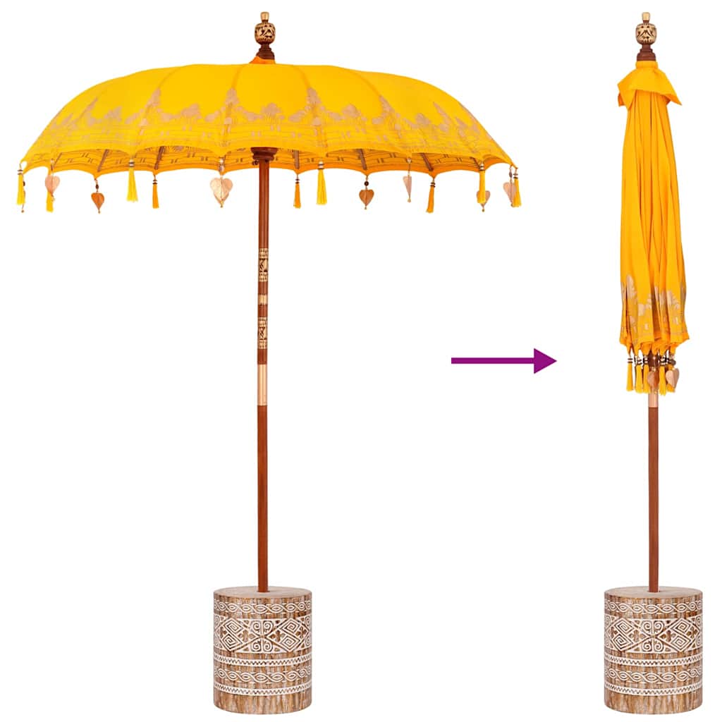 Balinese Parasol Geel 180-190 cm Katoen, massief hout