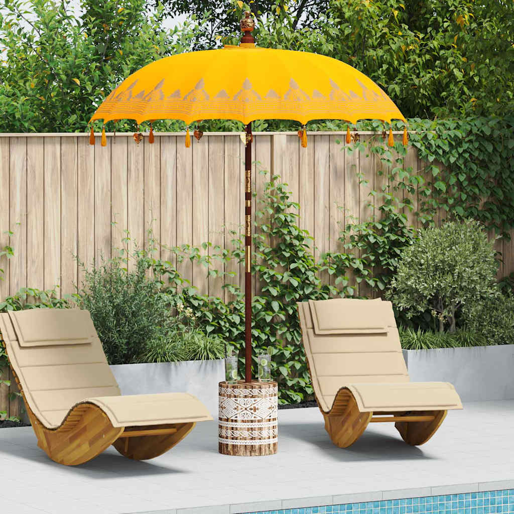 Balinese Parasol Geel 180-190 cm Katoen, massief hout