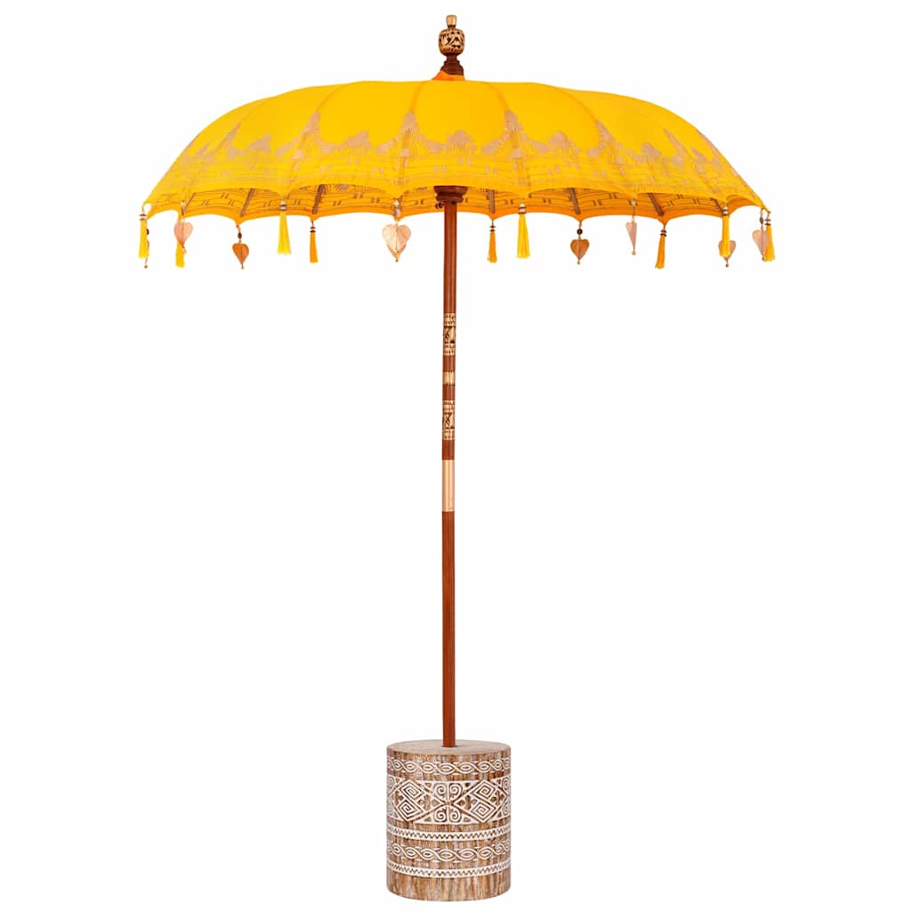 Balinese Parasol Geel 180-190 cm Katoen, massief hout