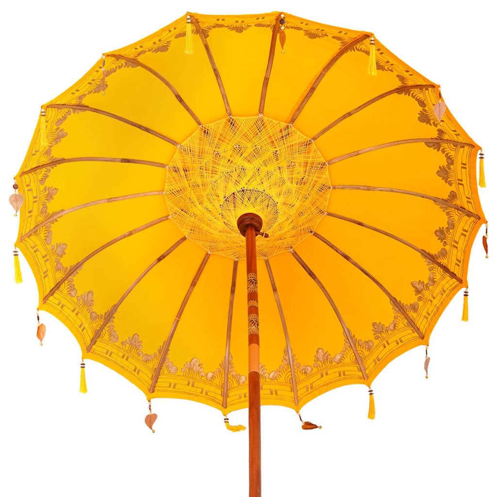 Balinese Parasol Geel 180-190 cm Katoen, massief hout