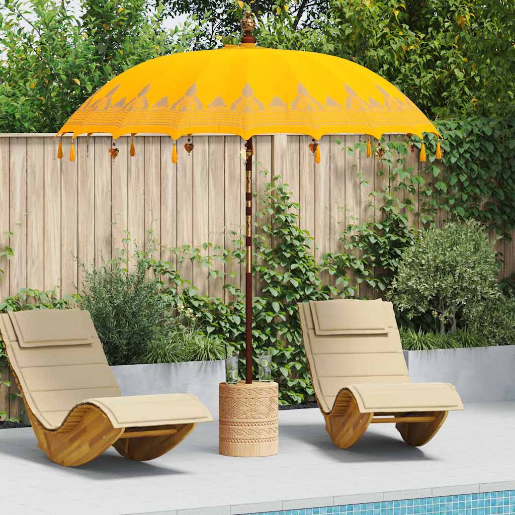 Balinese Parasol Geel 180-190 cm Katoen, massief hout
