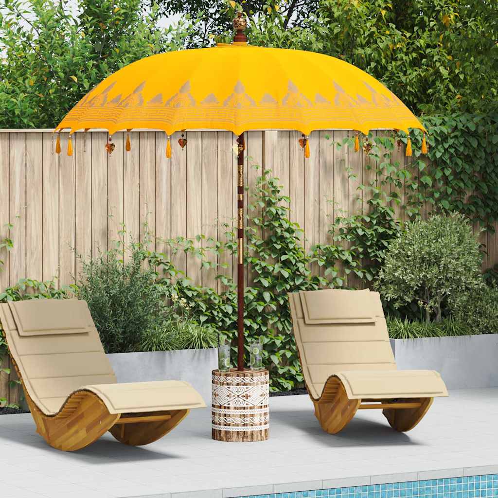 Balinese Parasol Geel 180-190 cm Katoen, massief hout