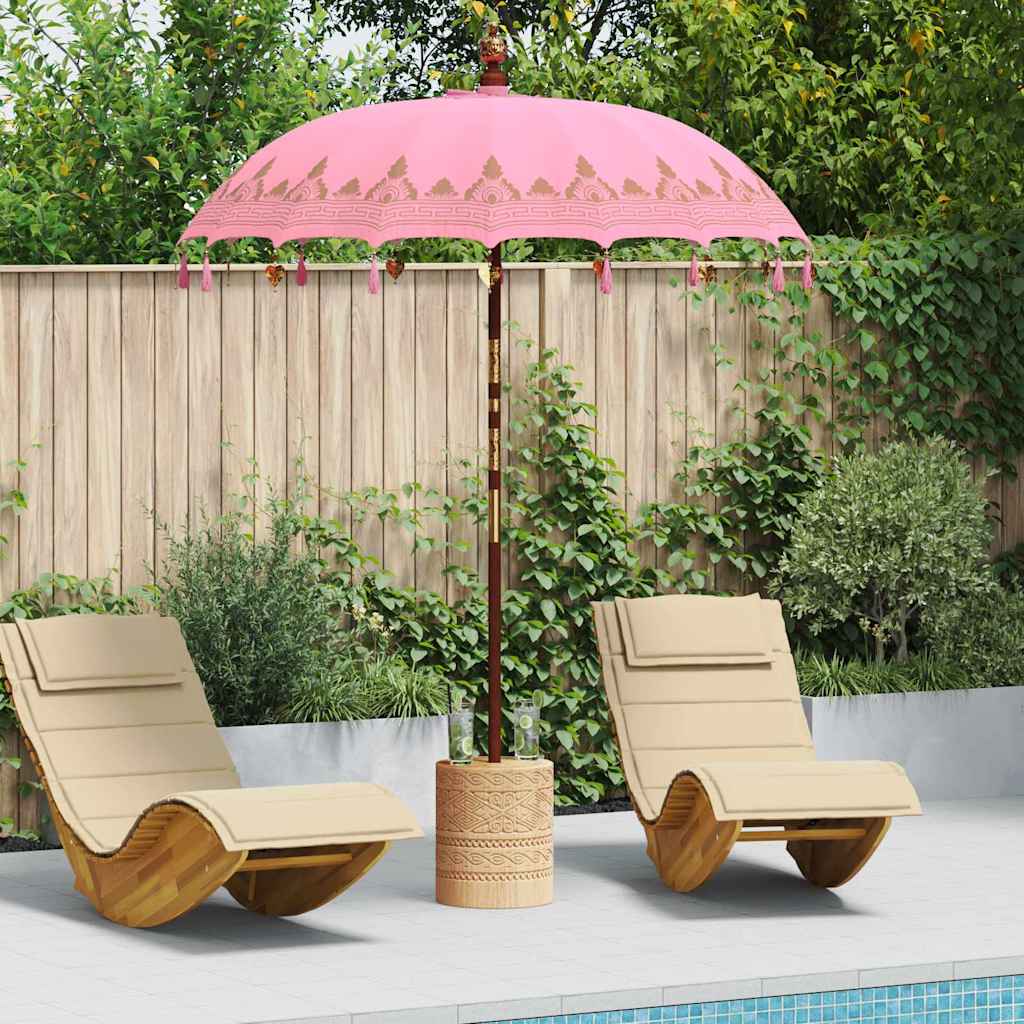 Balinese Parasol Roze 180-190 cm Katoen, massief hout