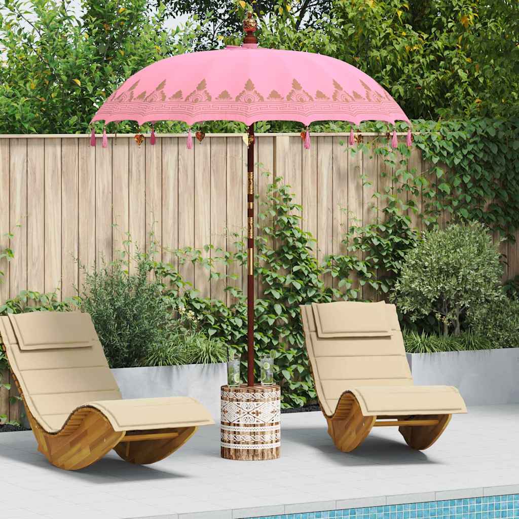 Balinese Parasol Roze 180-190 cm Katoen, massief hout