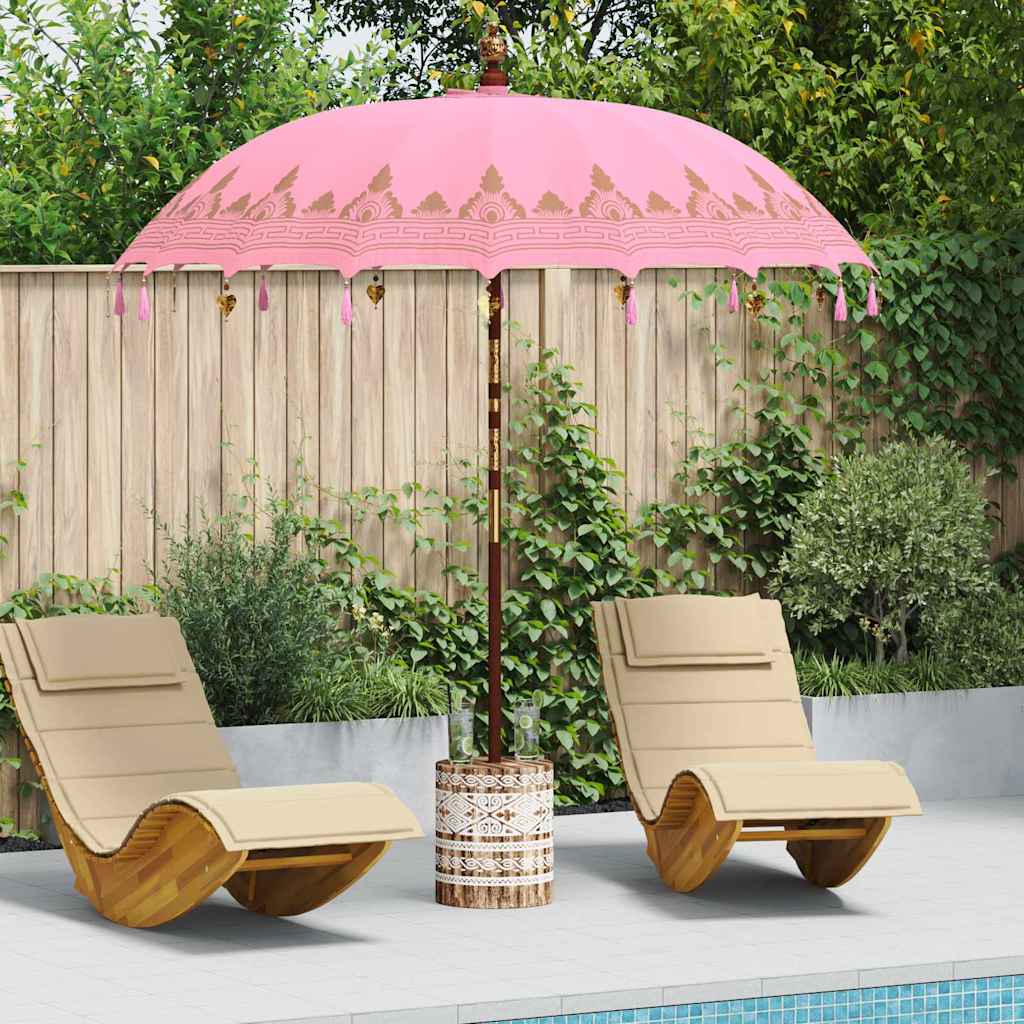 Balinese Parasol Roze 180-190 cm Katoen, massief hout