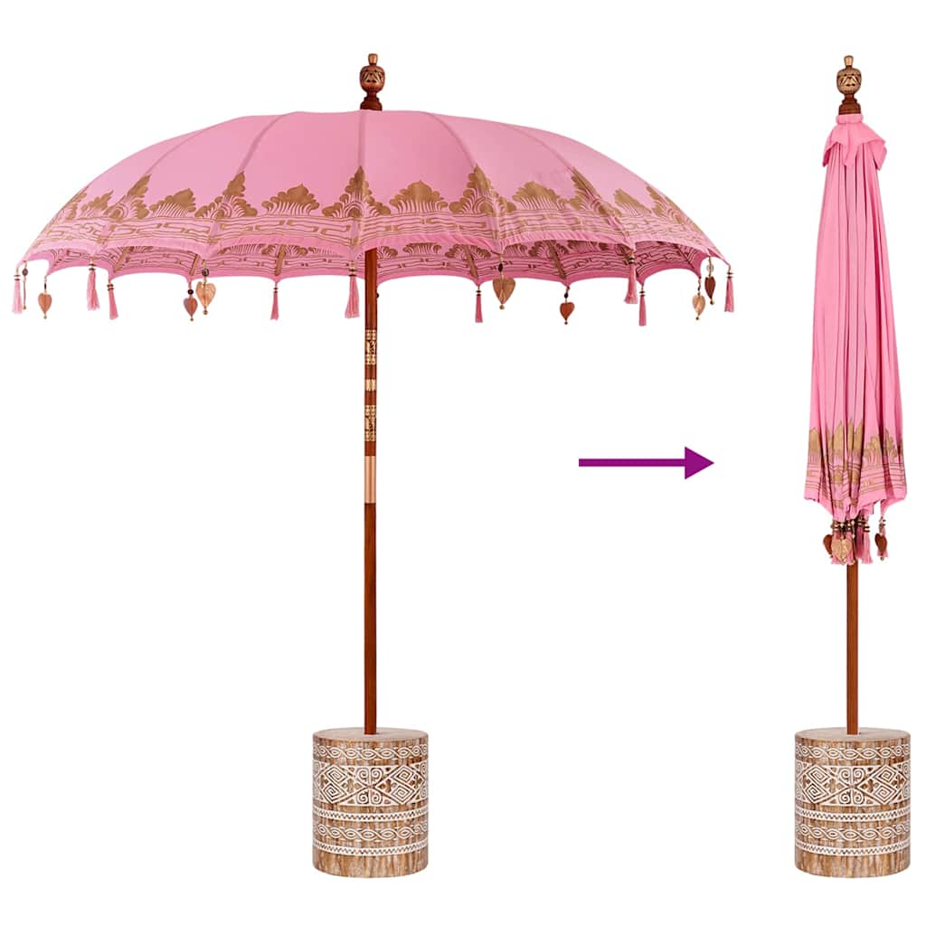 Balinese Parasol Roze 180-190 cm Katoen, massief hout