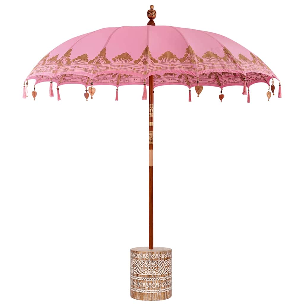 Balinese Parasol Roze 180-190 cm Katoen, massief hout