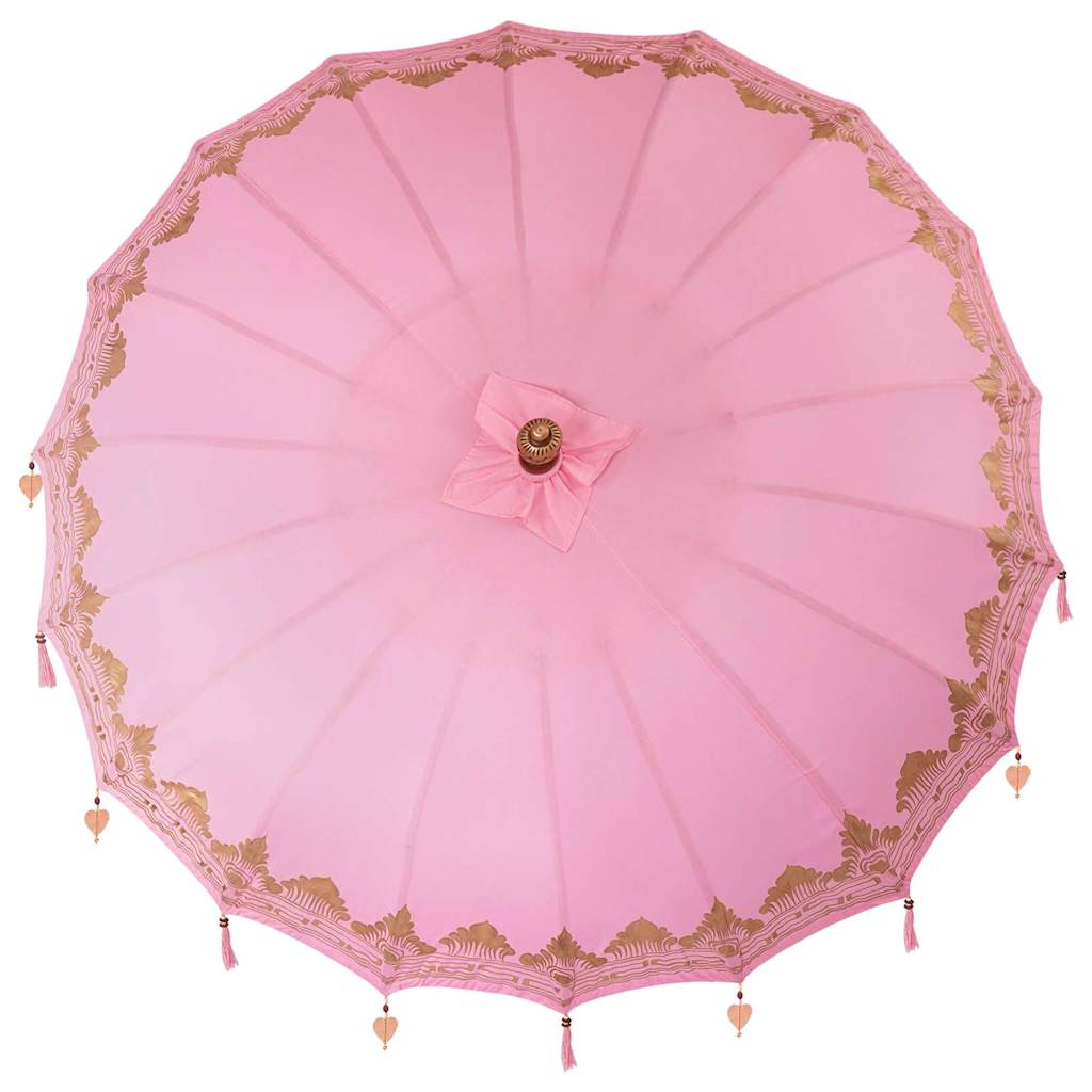 Balinese Parasol Roze 180-190 cm Katoen, massief hout