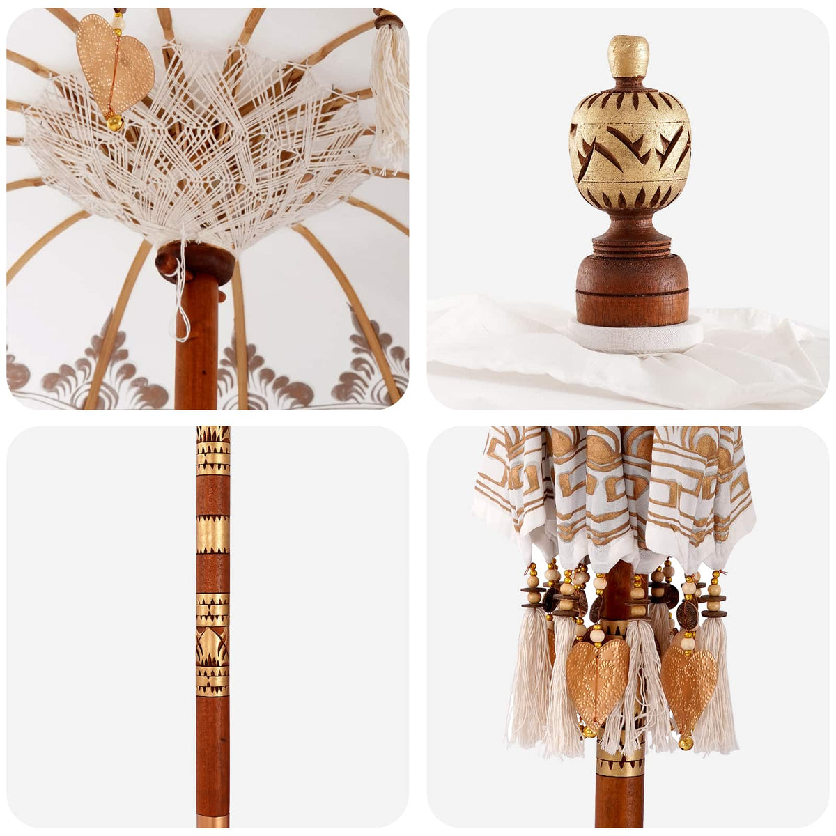 Balinese Parasol Crème 95-100 cm Katoen, massief hout