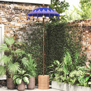 Parasol met Basis Blauw, Bruin 250 cm Katoen, Hout