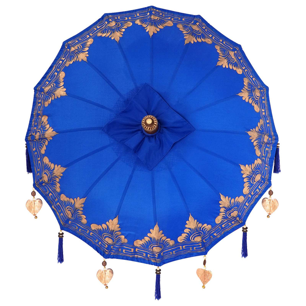 Parasol met Basis Blauw, Bruin 250 cm Katoen, Hout