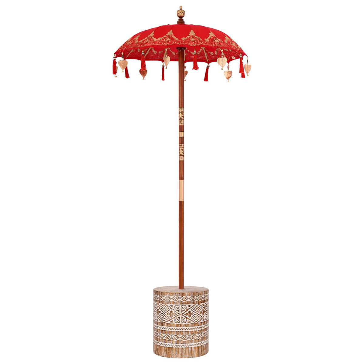 Parasol met Basis Rood, Bruin 250 cm Katoen, Hout