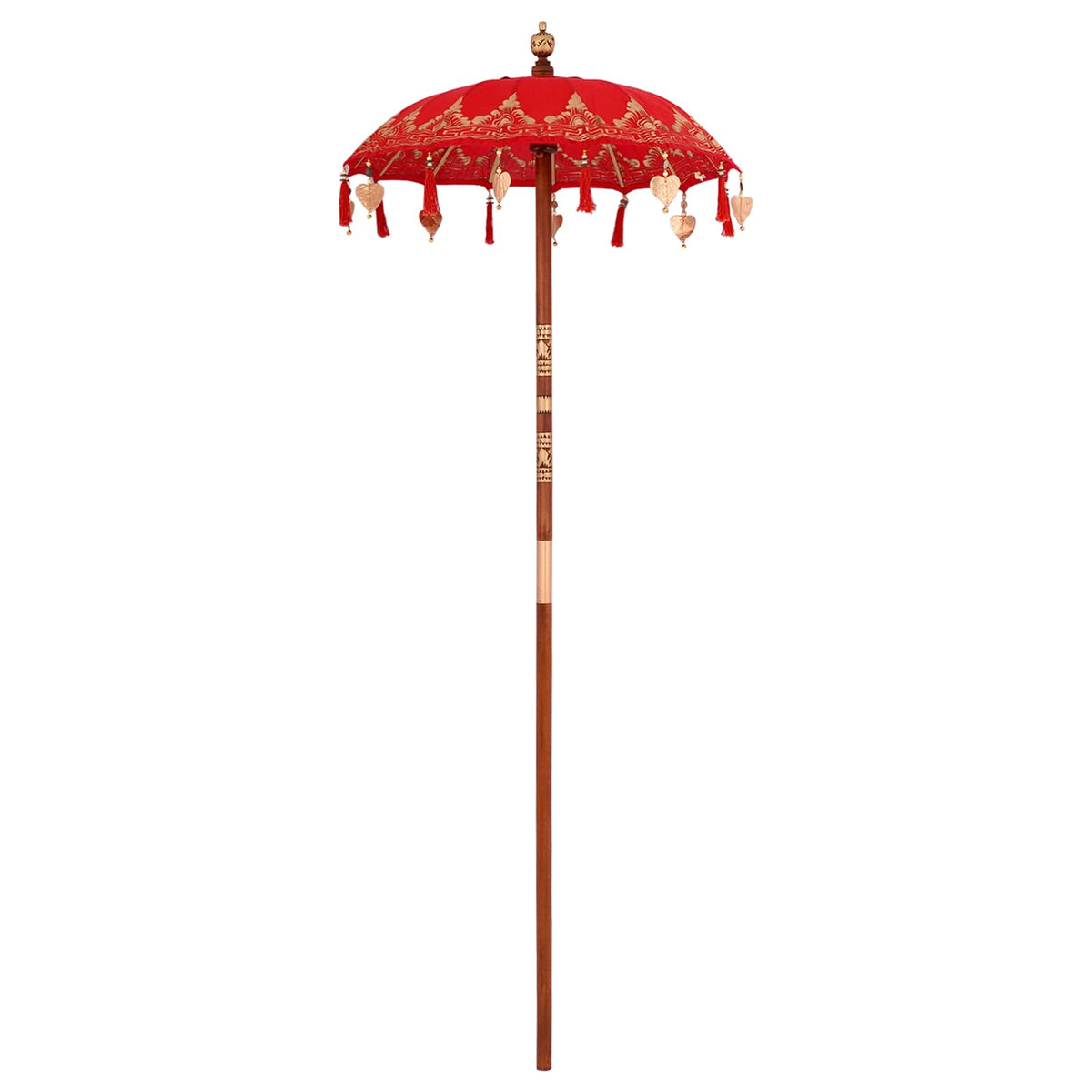 Parasol met Basis Rood, Bruin 250 cm Katoen, Hout